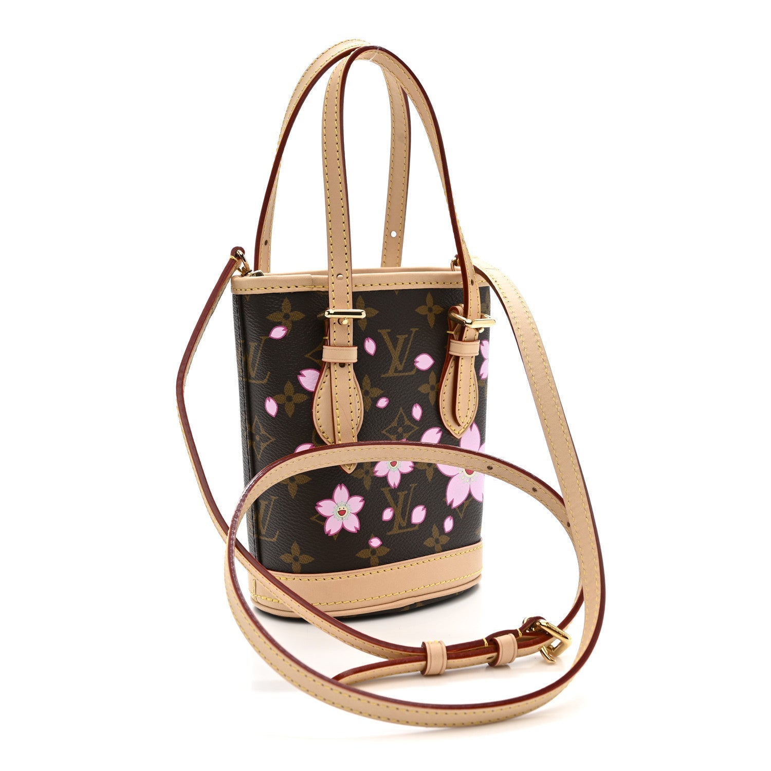 LV X TM Monogram Cherry Blossom Nano Bucket Sakura Brown