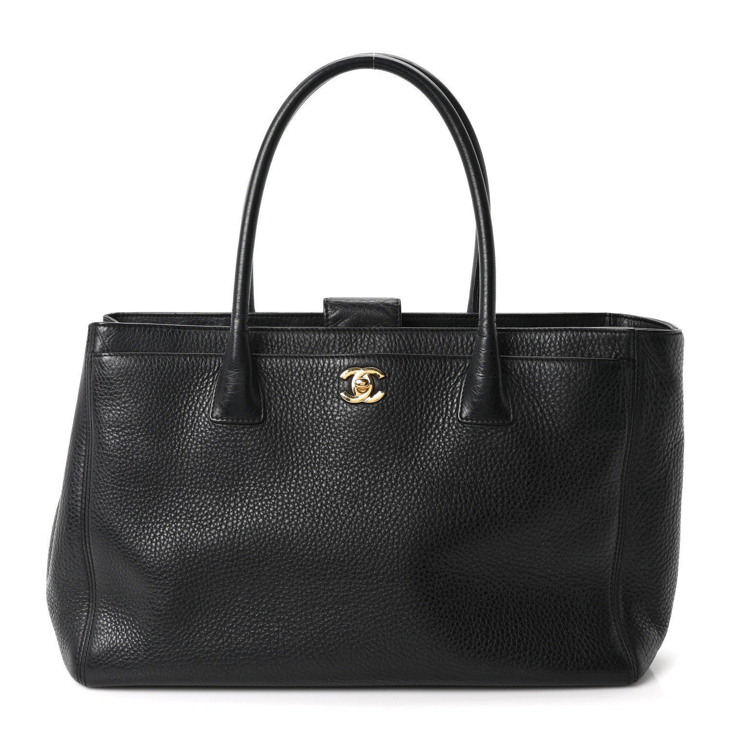 Calfskin Cerf Executive Shopper Tote Black