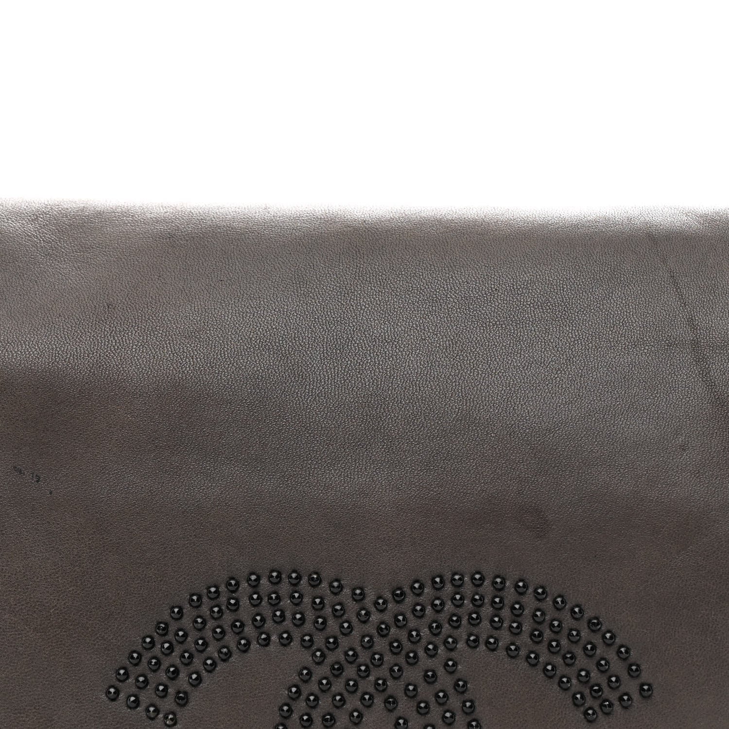 Lambskin Studded CC East West Flap Grey