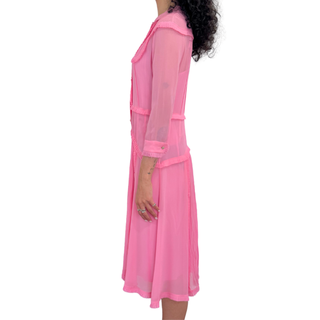 Gucci Pink Silk Pleated Dress, 38
