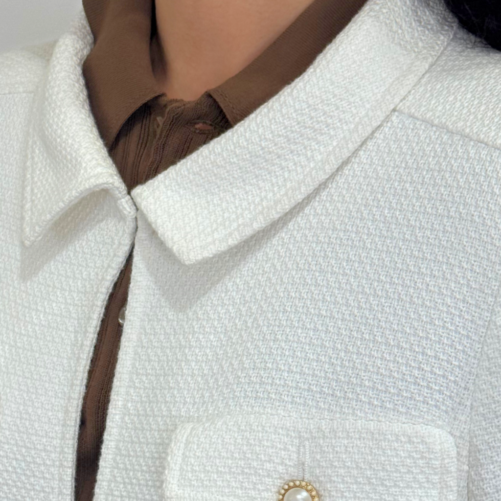 Chanel White Zip Cotton Blend Jacket, 40 (AS IS) (2002)