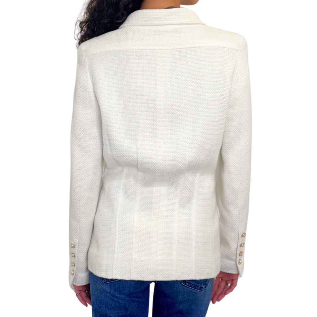 Chanel White Zip Cotton Blend Jacket, 40 (AS IS) (2002)