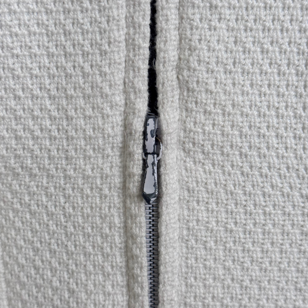 Chanel White Zip Cotton Blend Jacket, 40 (AS IS) (2002)