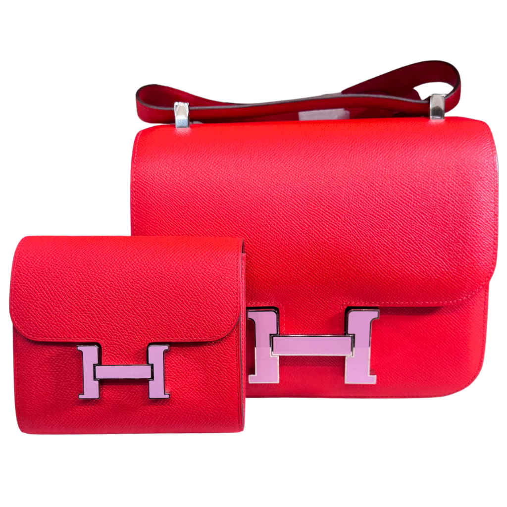Hermès Constance Wallet III Rouge de Coeur Red Epsom Mini Mauve Sylvestre Enamel Hardware (2019)