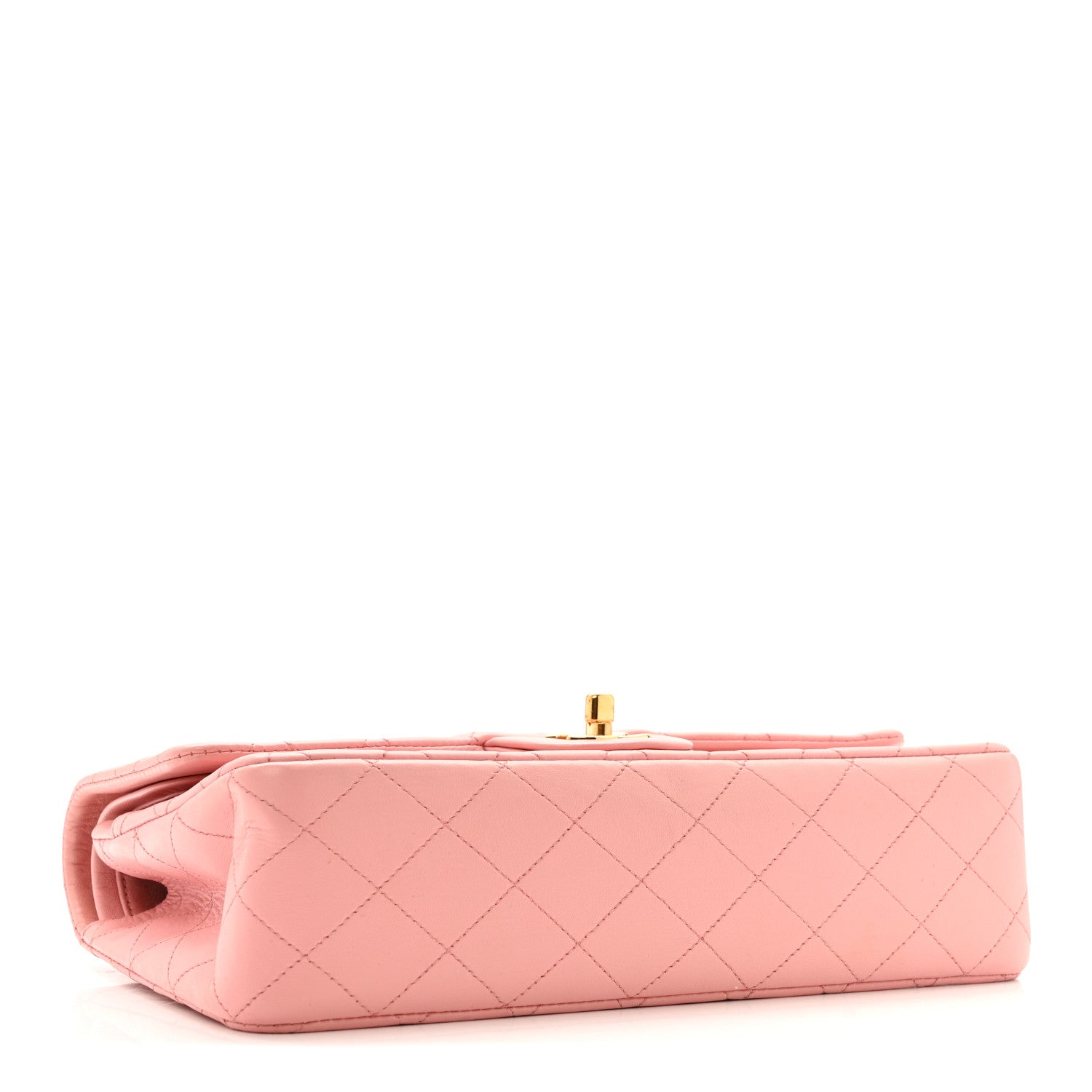 Lambskin Quilted Medium Double Flap Light Pink
