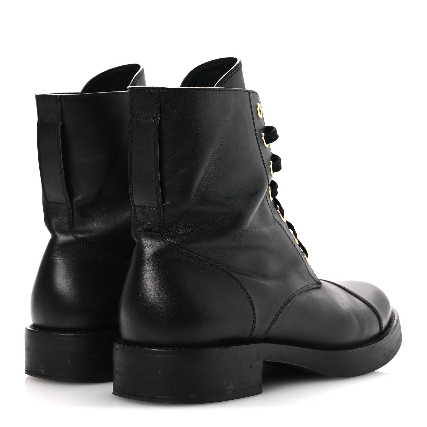 Calfskin Flat Ranger Boots 36.5 Black
