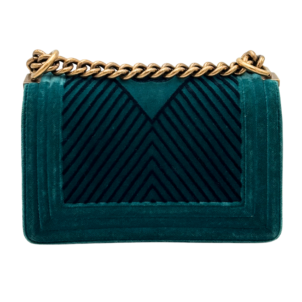 Chanel LeBoy Teal Green Velvet Quilted Bag (2017-2018)