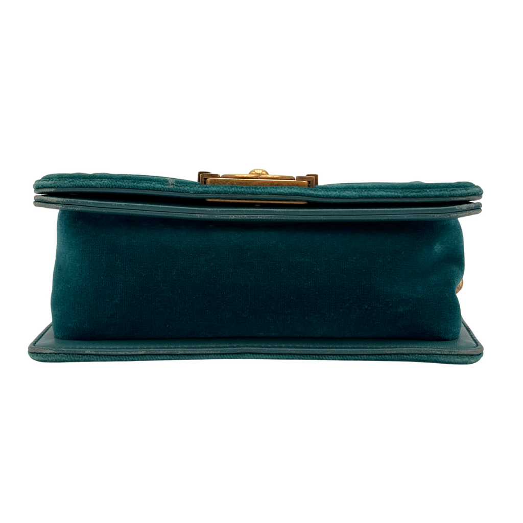 Chanel LeBoy Teal Green Velvet Quilted Bag (2017-2018)