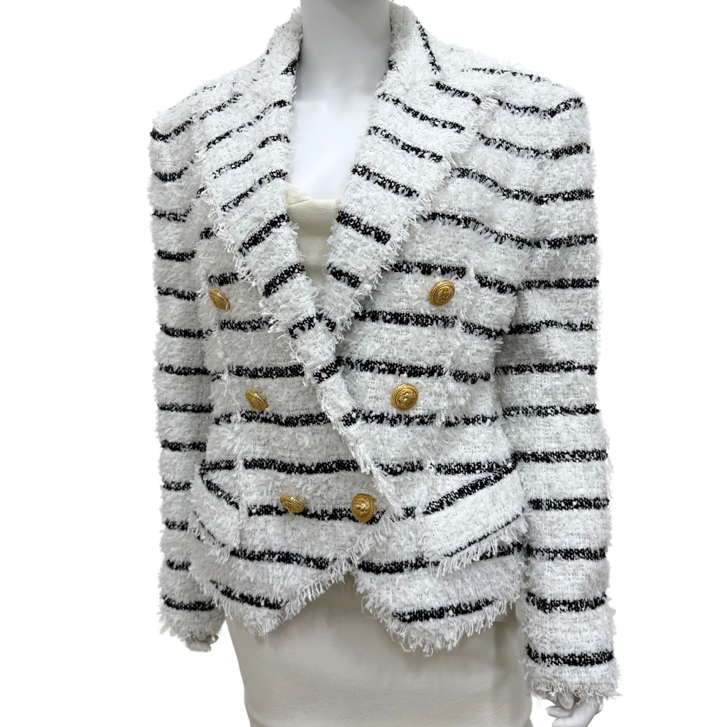 Balmain Stripe Tweed Blazer F/W22, 44 (NWT)