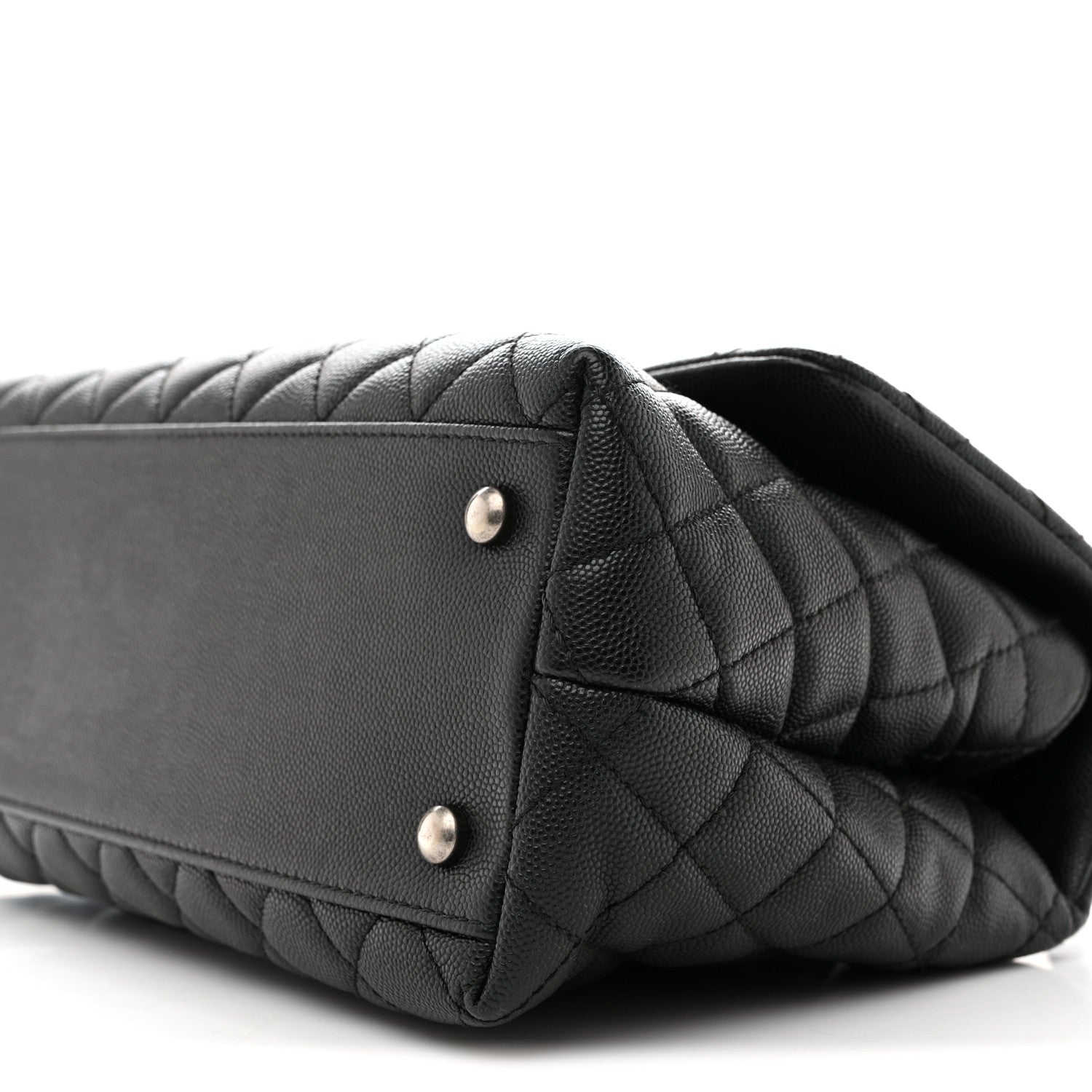 Caviar Lizard Embossed Quilted Small Coco Handle Flap Black