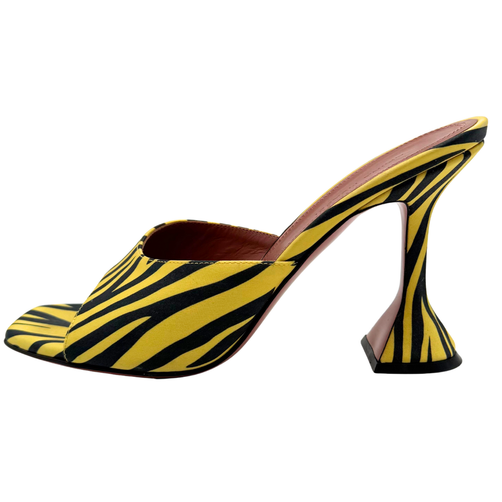 Amina Muaddi Yellow Zebra Heel, 37.5