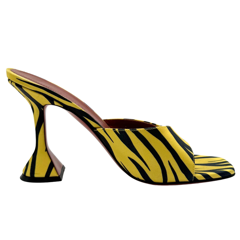 Amina Muaddi Yellow Zebra Heel, 37.5