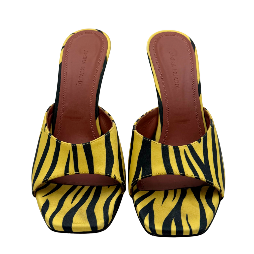 Amina Muaddi Yellow Zebra Heel, 37.5