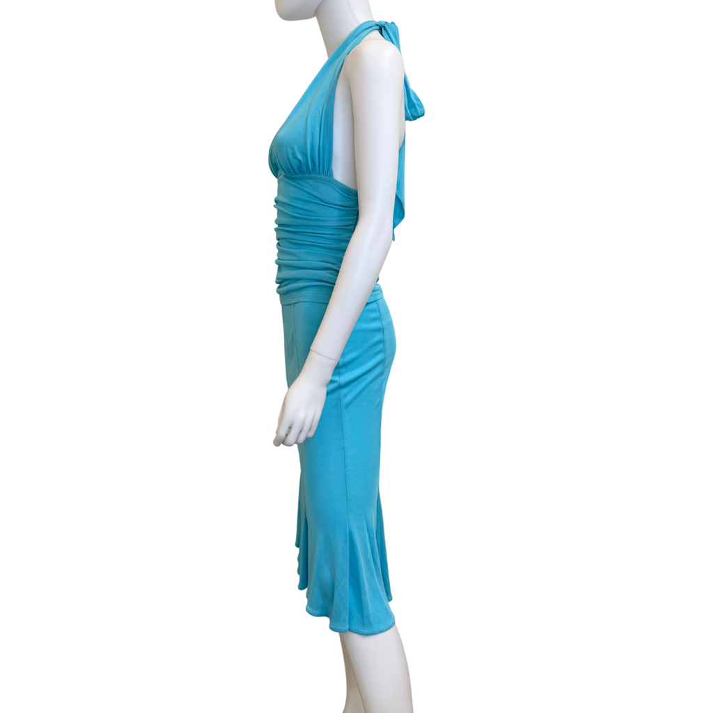 Versace Vintage 1990s Blue Halter/Skirt Set, 42(top)/40(skirt)