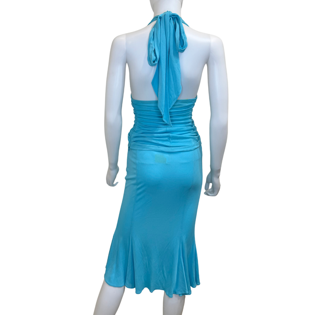 Versace Vintage 1990s Blue Halter/Skirt Set, 42(top)/40(skirt)