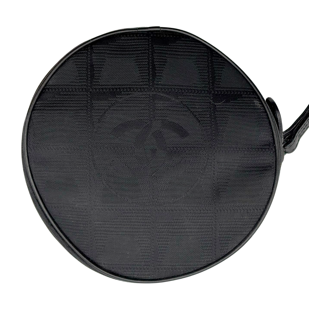 Chanel Black Nylon Travel Line Round Coin Pouch
