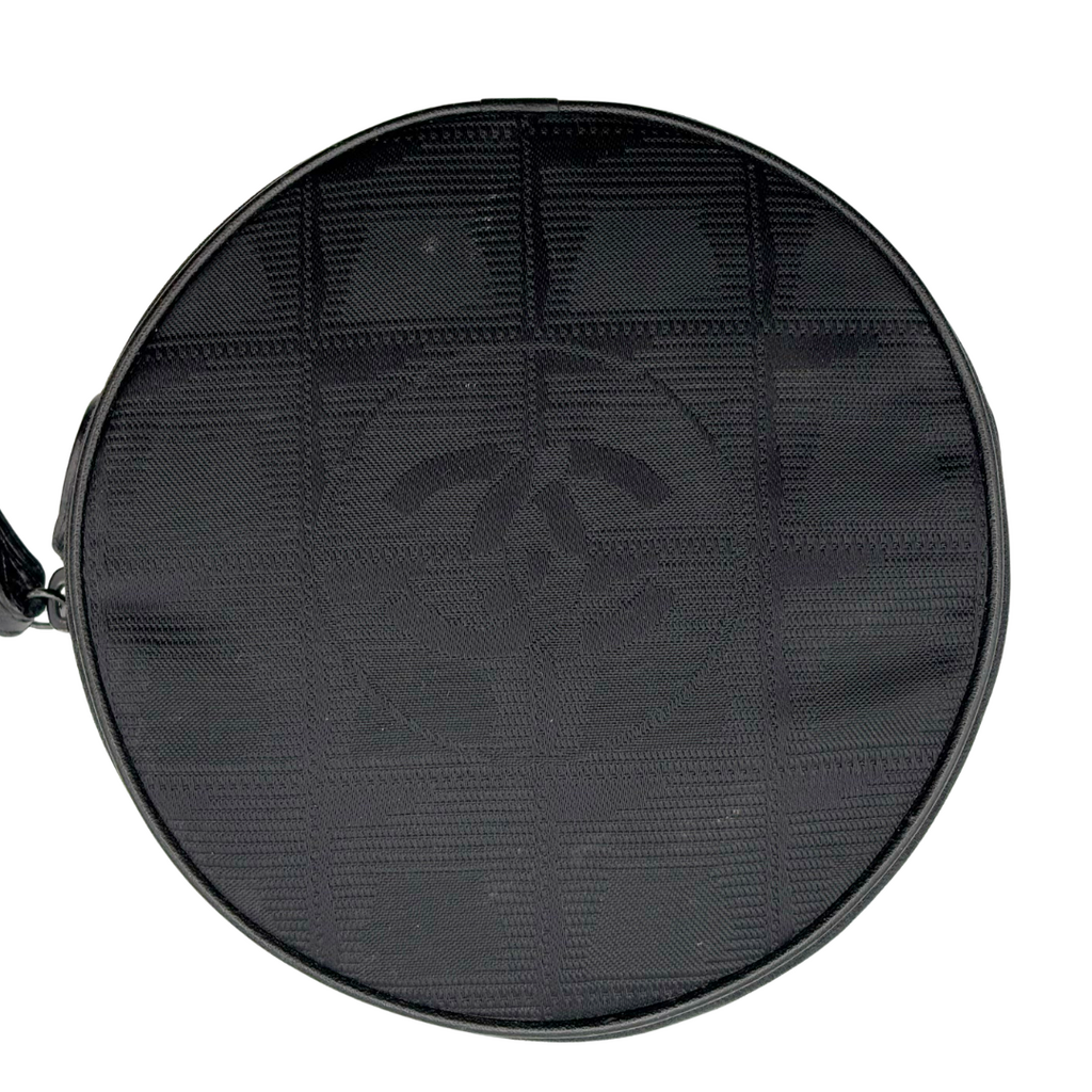 Chanel Black Nylon Travel Line Round Coin Pouch