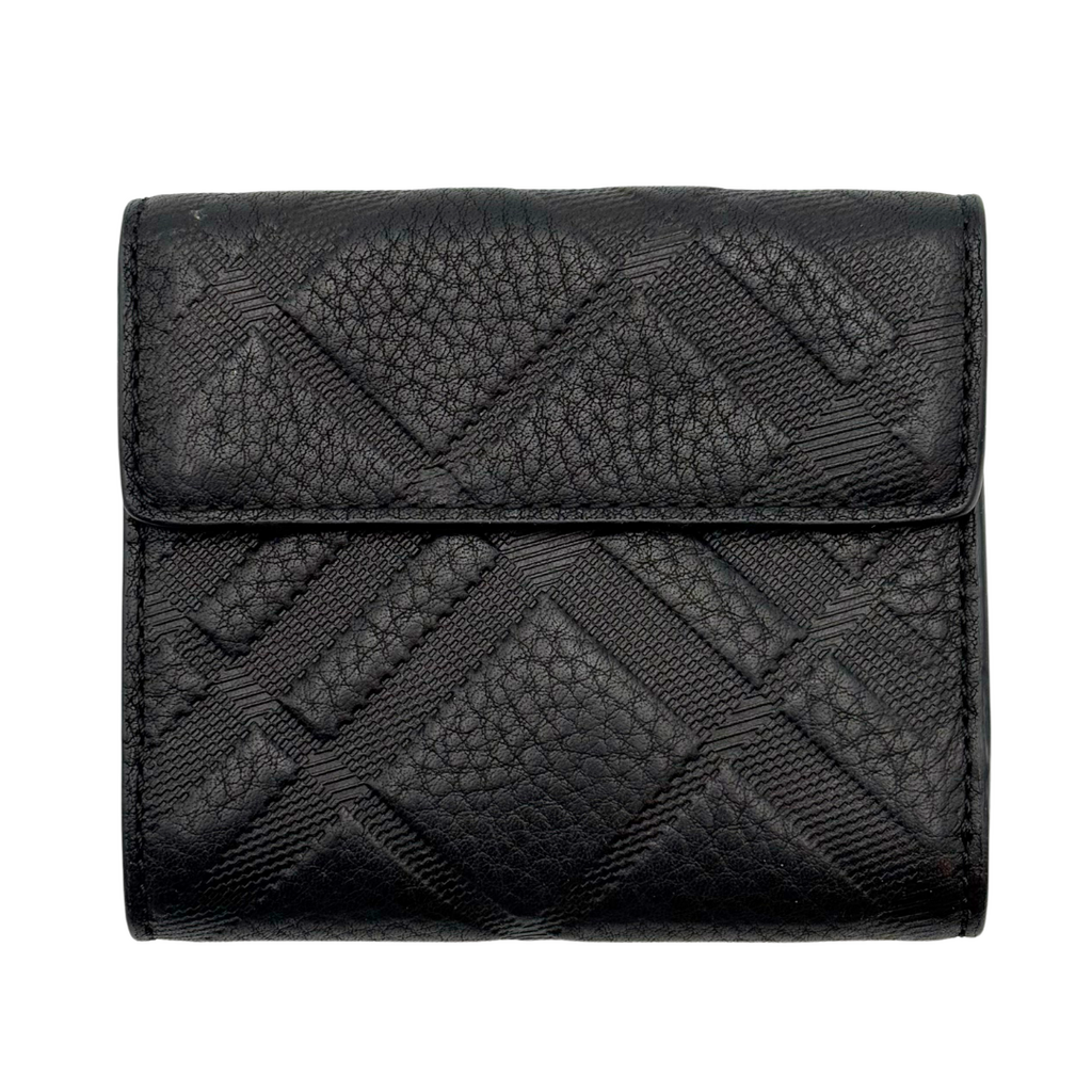 Burberry Black Leather Compact Wallet