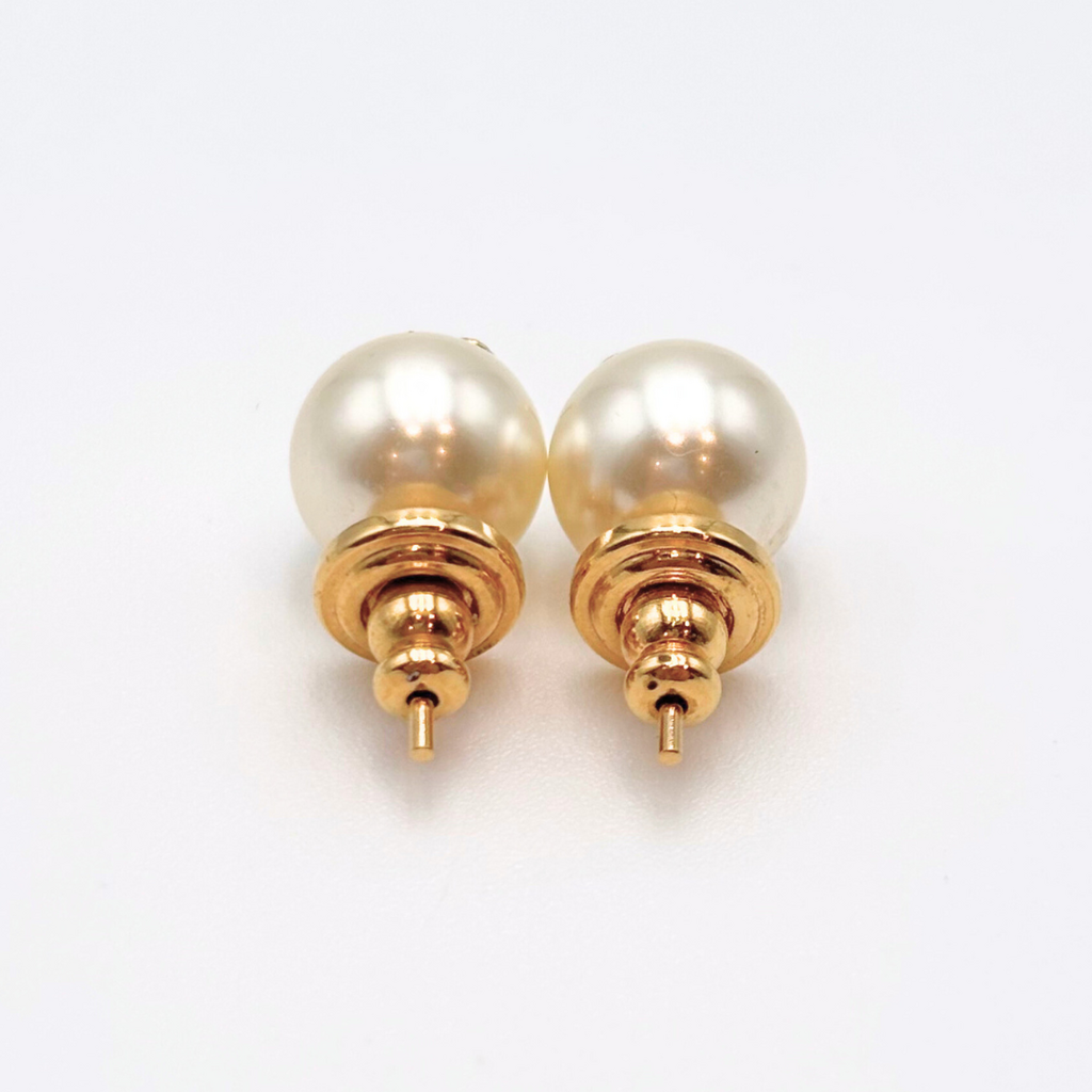 Valentino Faux Pearl Gold Logo Studs