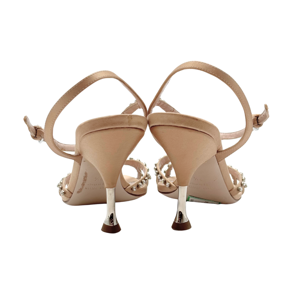 Miu Miu Beige Crystal Strap Sandal, 37.5