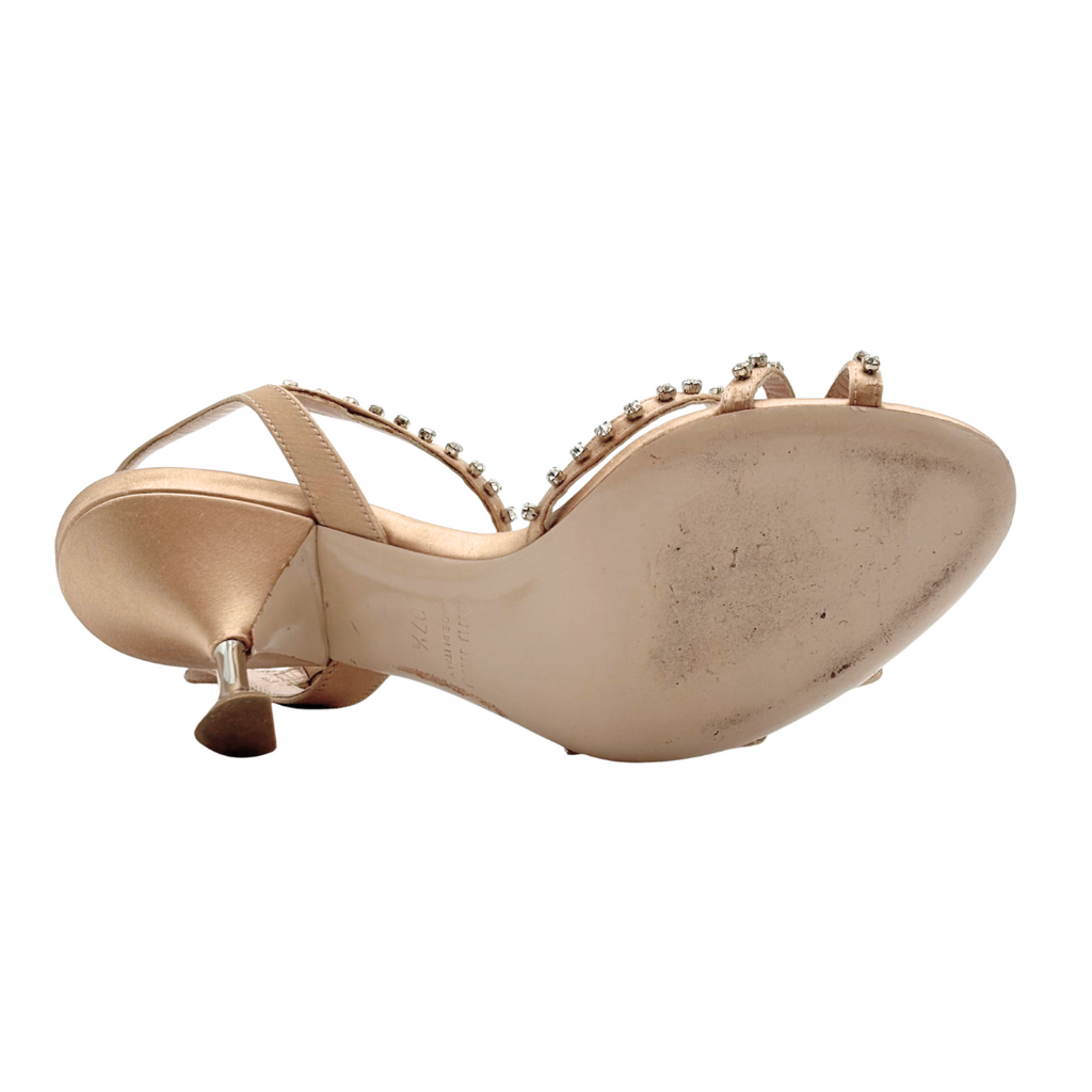 Miu Miu Beige Crystal Strap Sandal, 37.5