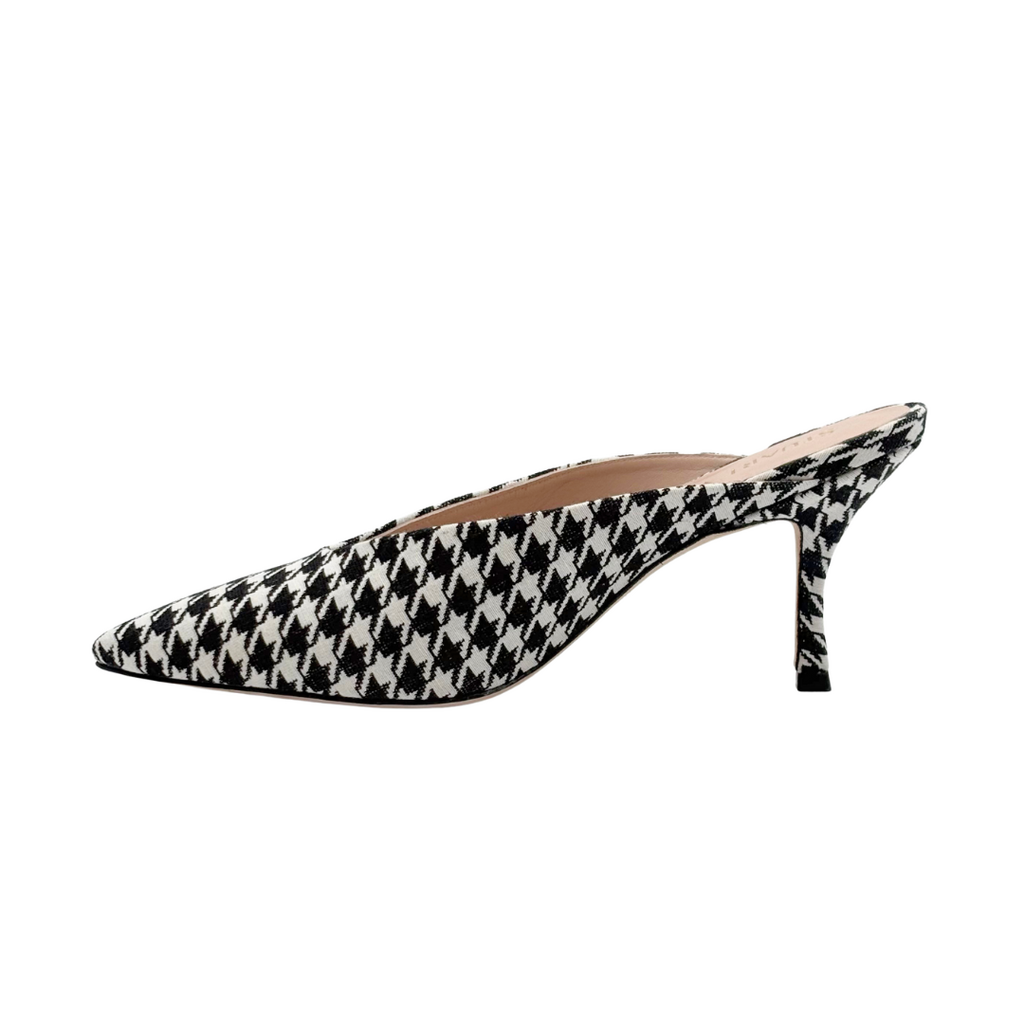 Stuart Weitzman Black & White Houndstooth Mules, 9
