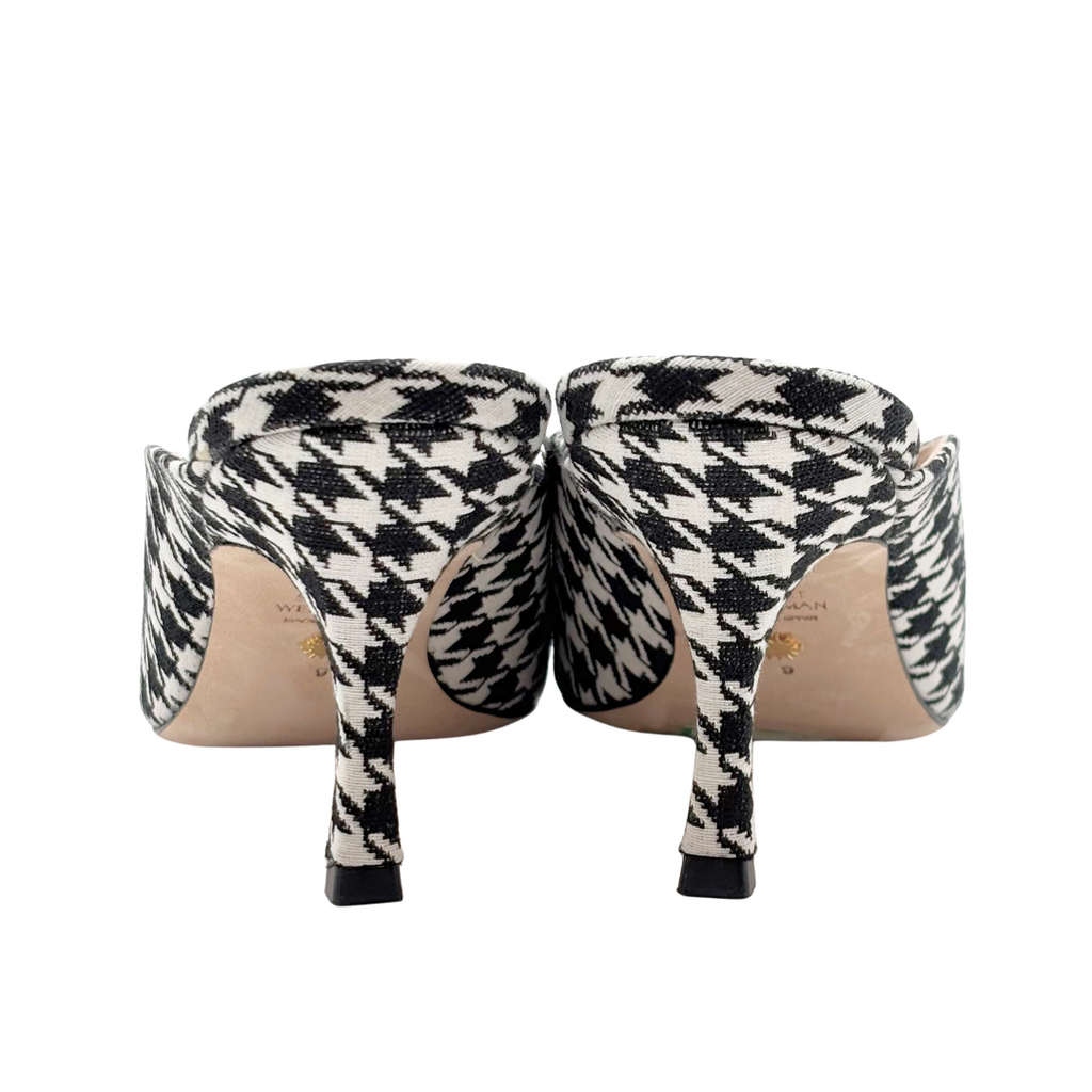 Stuart Weitzman Black & White Houndstooth Mules, 9