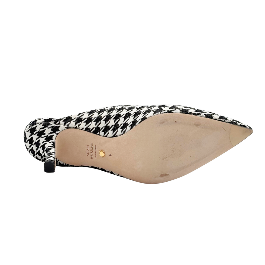 Stuart Weitzman Black & White Houndstooth Mules, 9