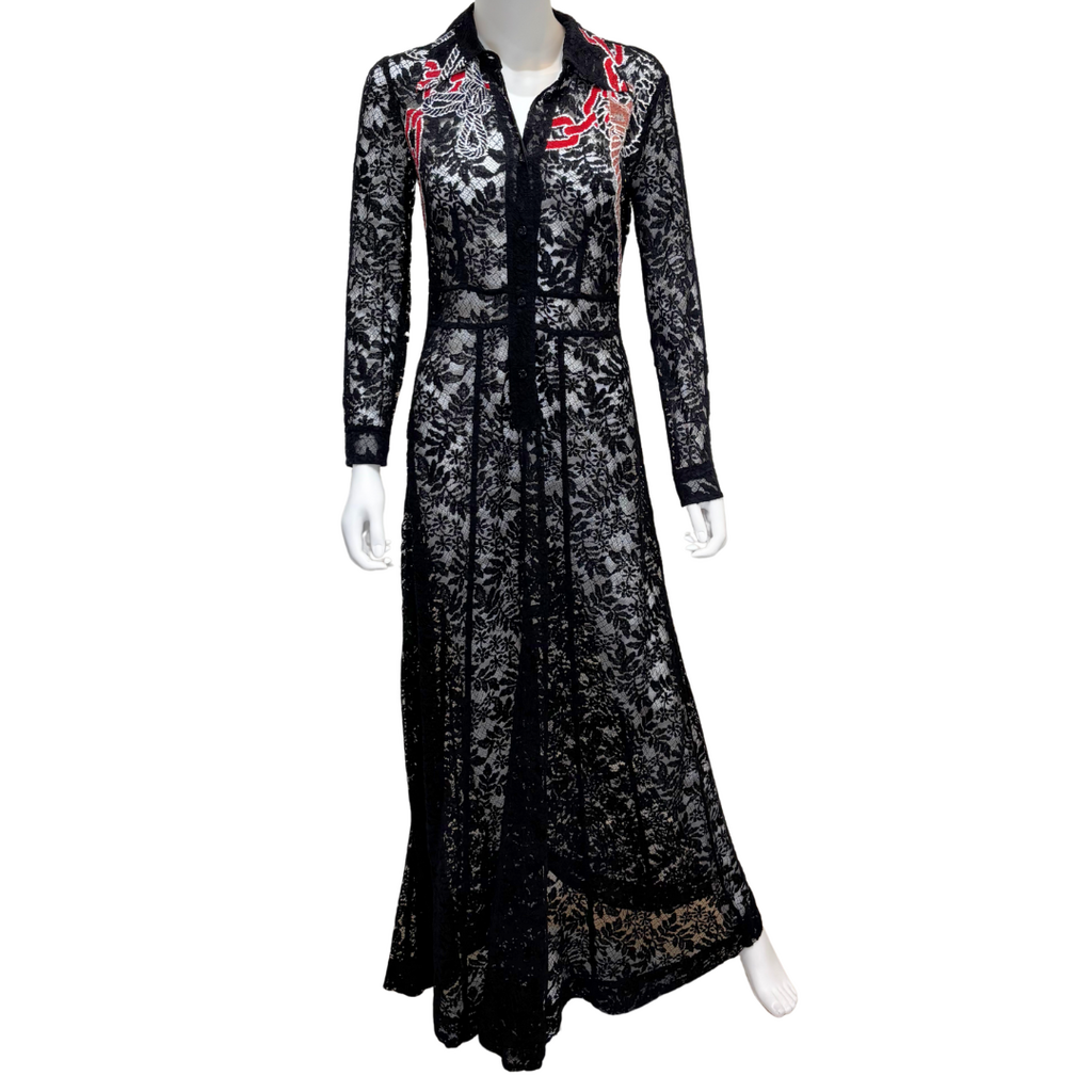Louis Vuitton Black Lace Button Down Maxi Dress, 36 (NWT)
