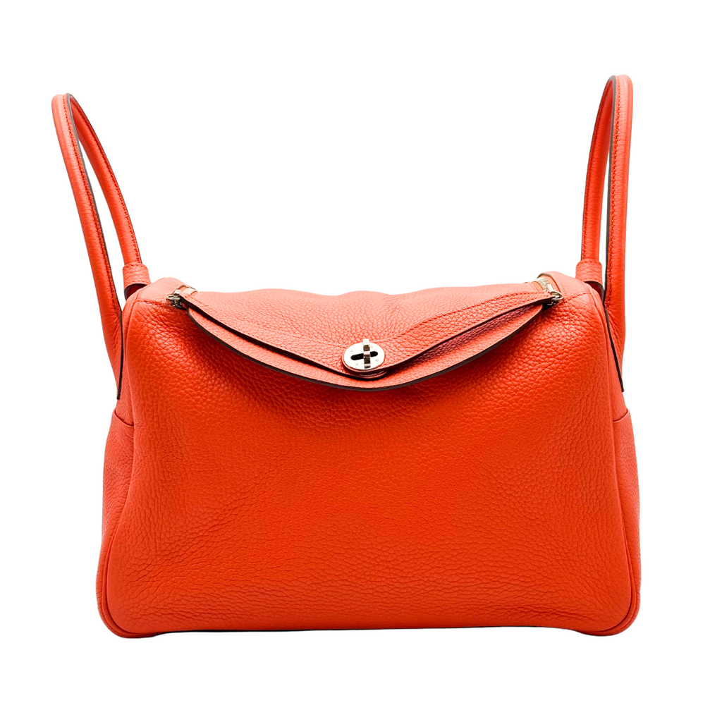 Hermès Lindy Orange Togo 32CM Palladium HW
