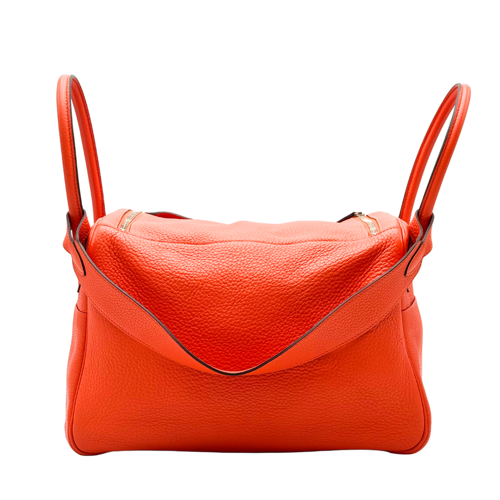 Hermès Lindy Orange Togo 32CM Palladium HW