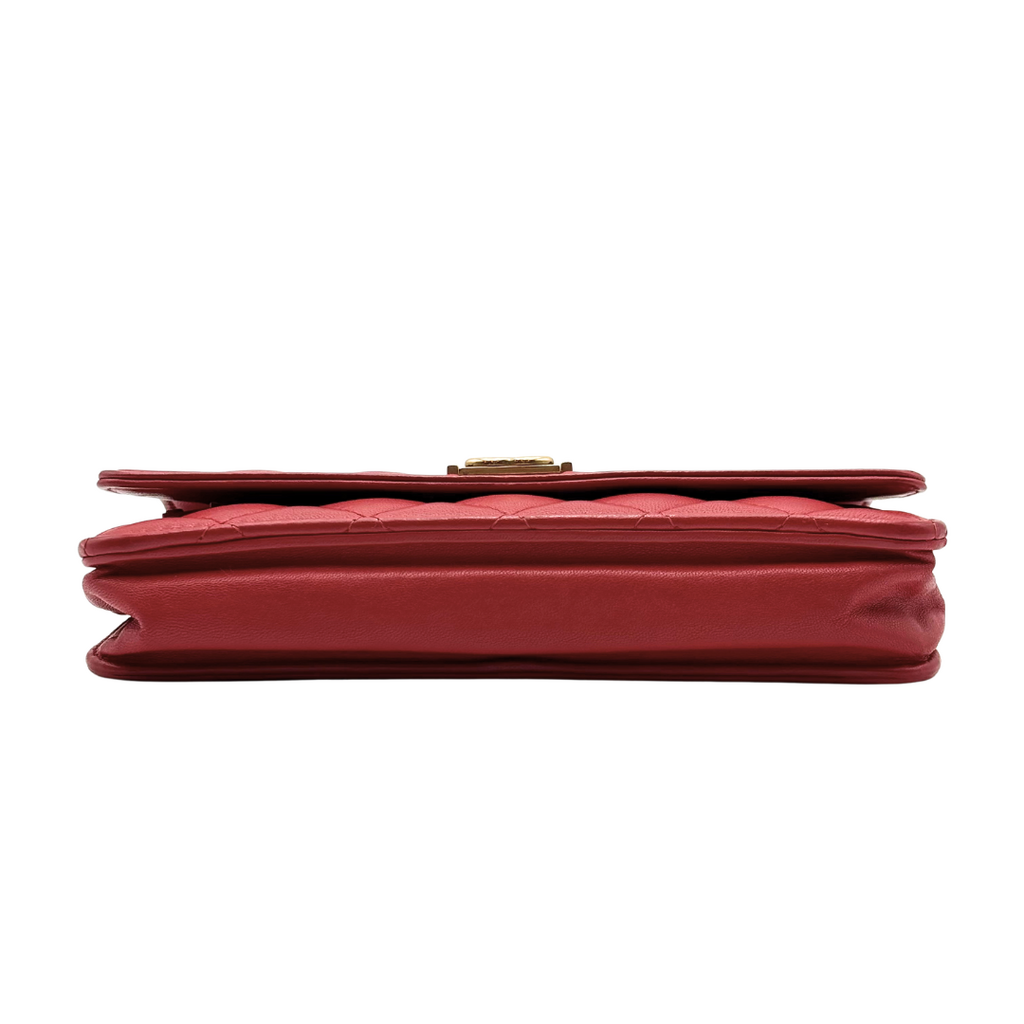 Chanel Red Quilted Leather LeBoy WOC