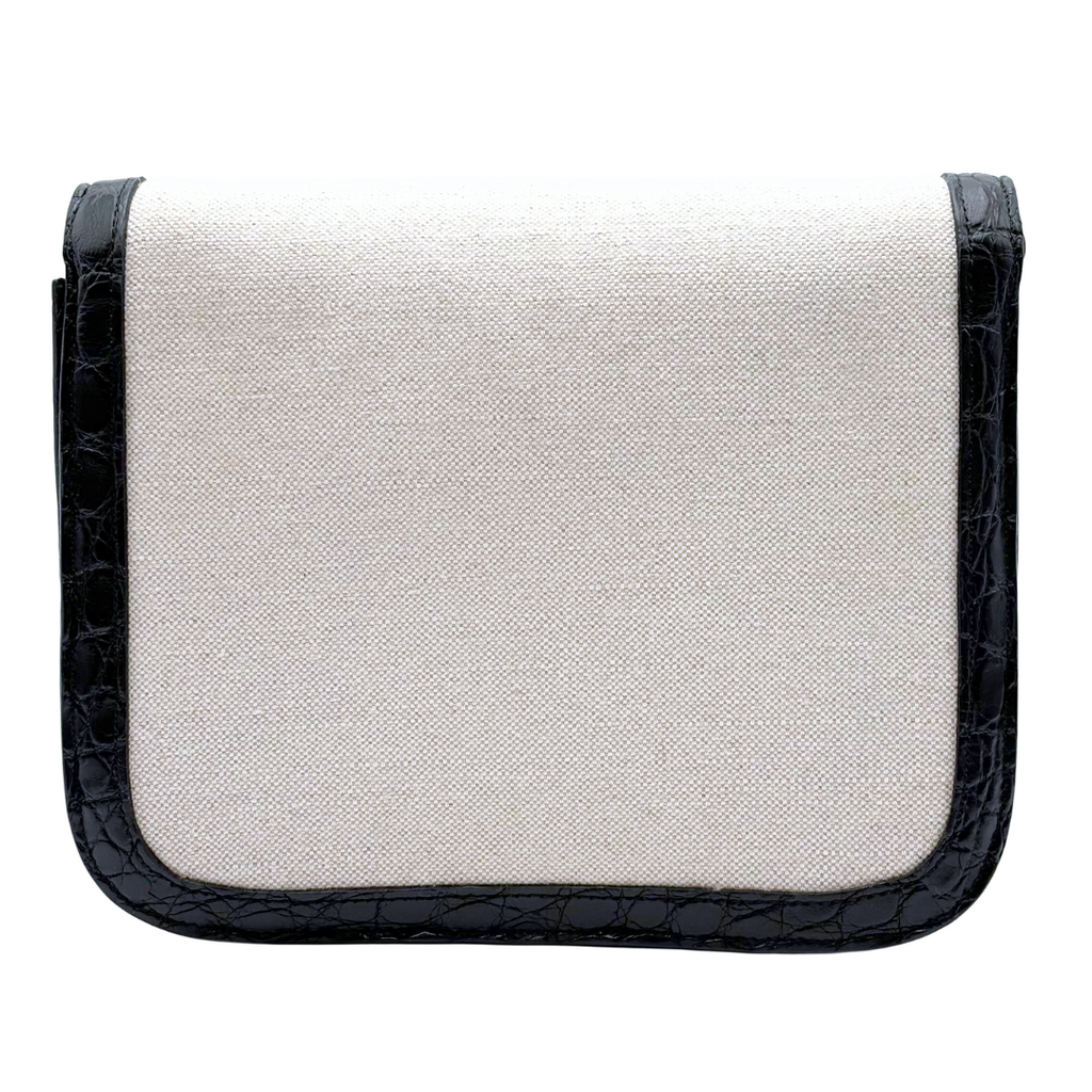 Celine Canvas Croc Trim Box Bag