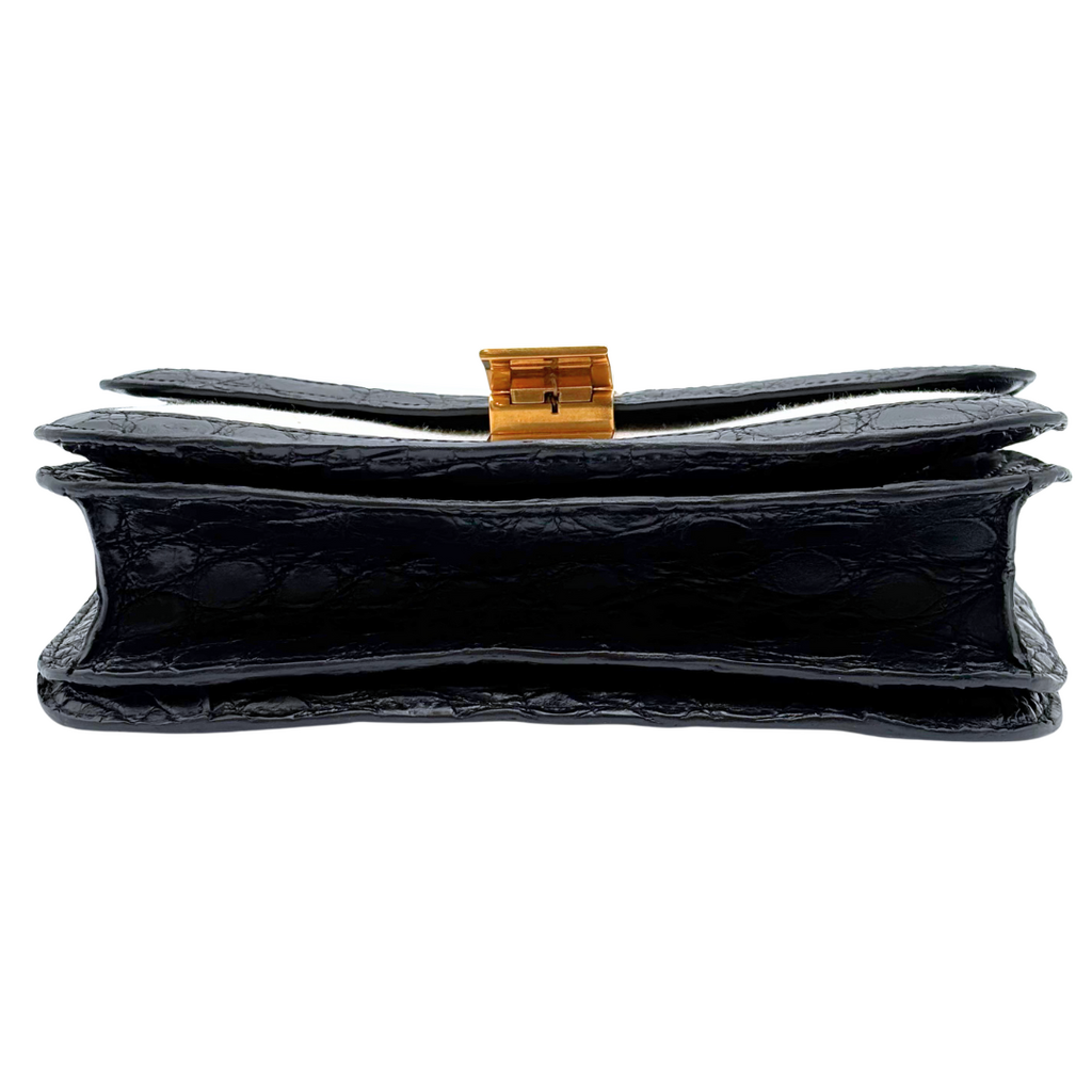 Celine Canvas Croc Trim Box Bag