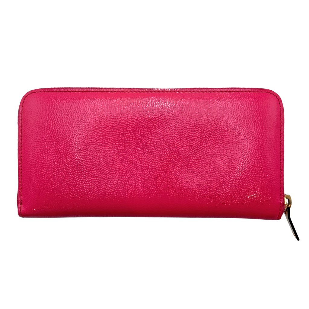 Saint Laurent Hot Pink Patent Zip-Around Wallet