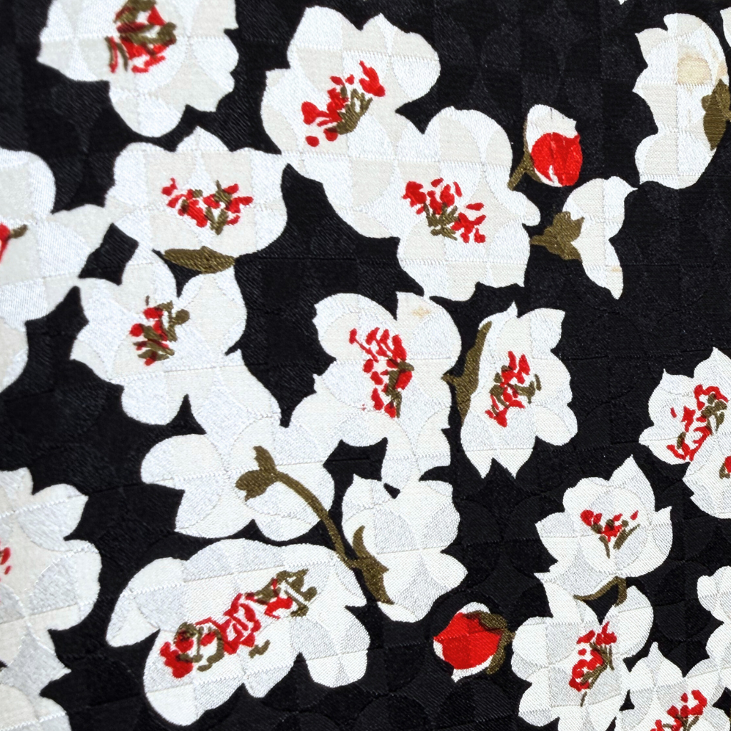 Valentino Miss V Floral Cherry Blossom Pleated Hem Quarter Sleeve Dress, 44 (1980-1990s)