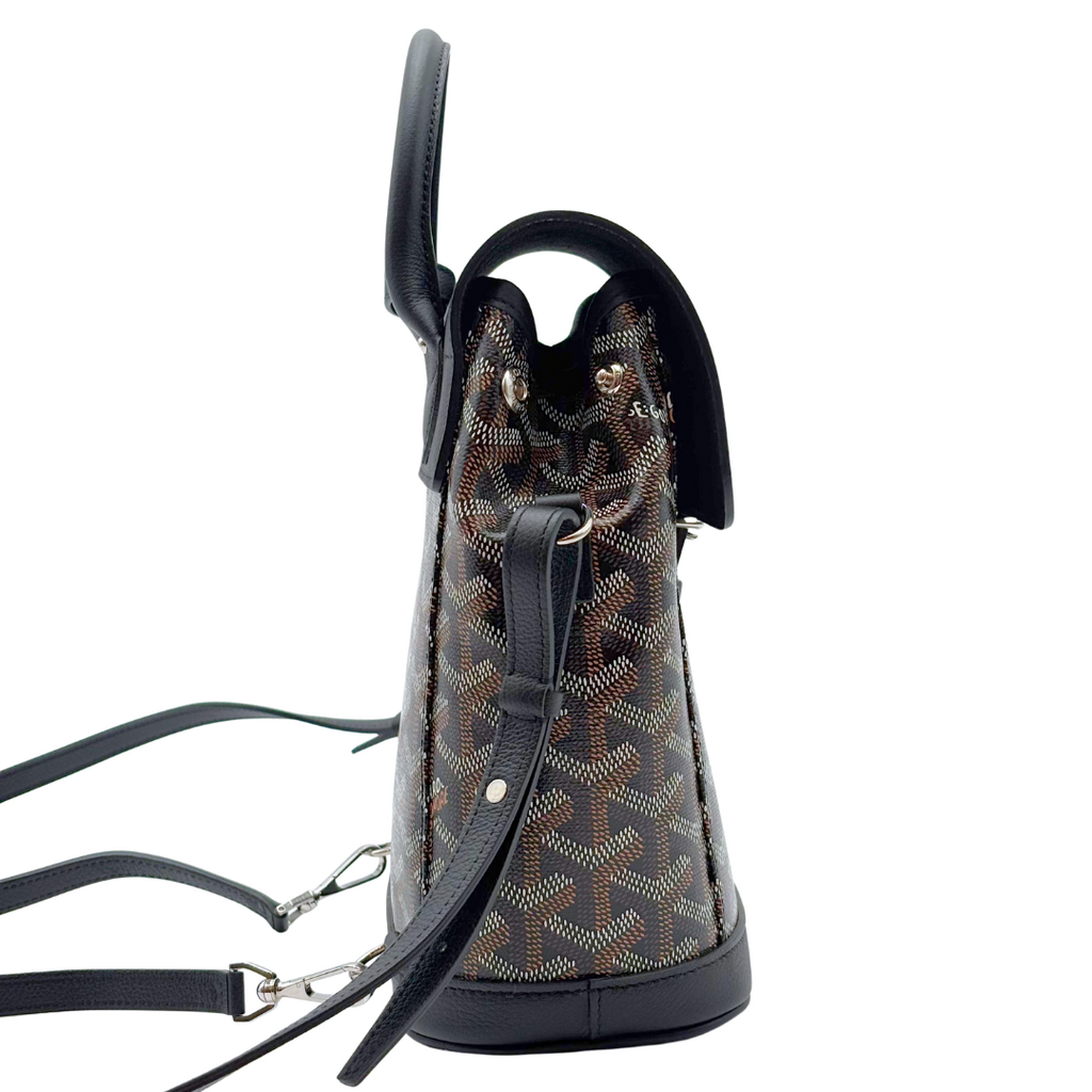 Goyard Black Leather Goyardine Alpin Mini