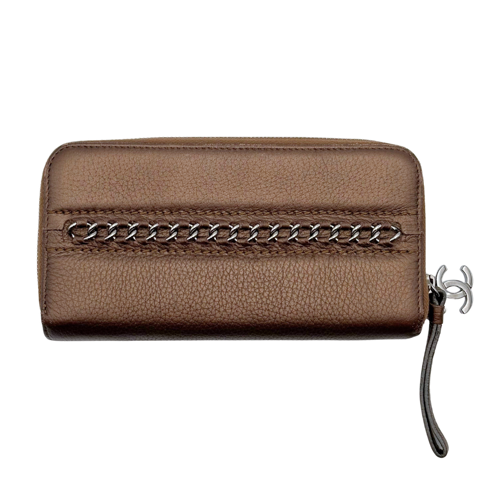 Chanel Gold CC Zip Around Wallet