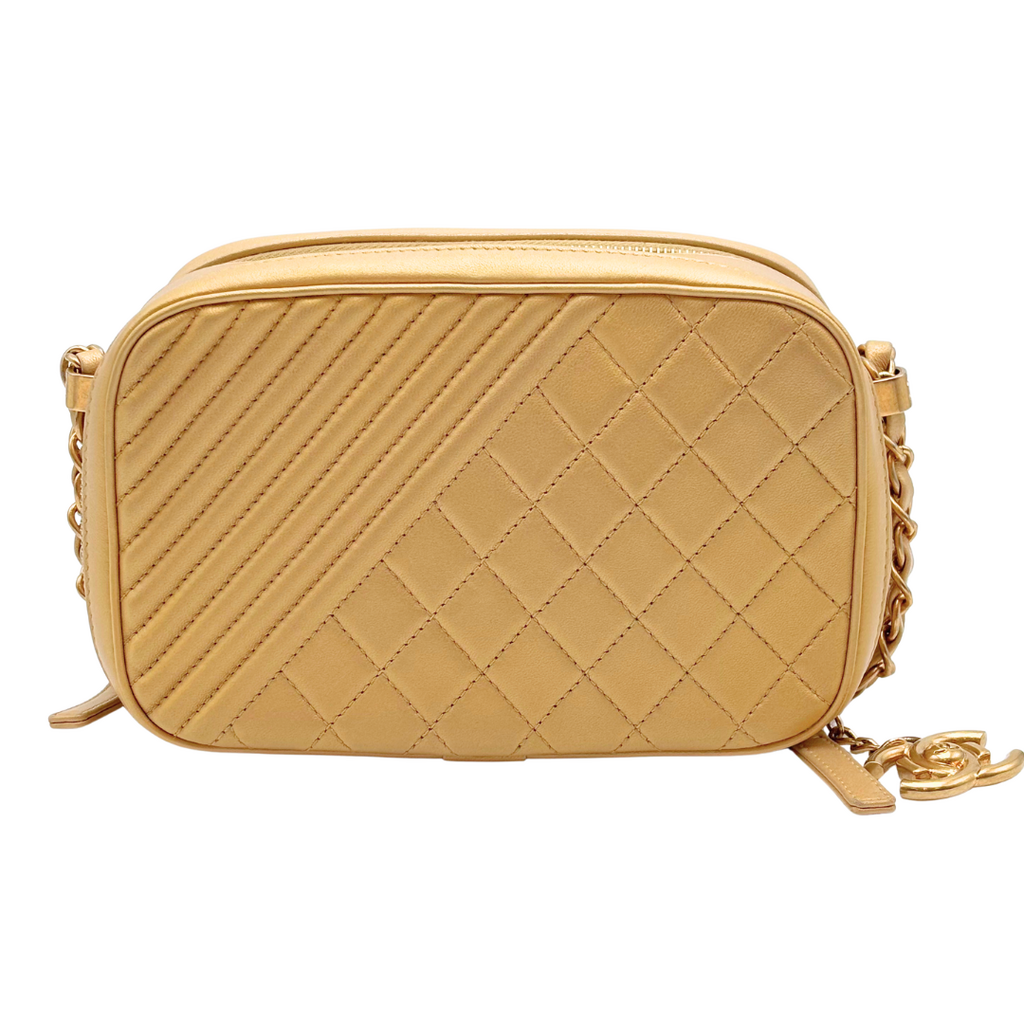 Chanel Gold Quilted Camera Bag