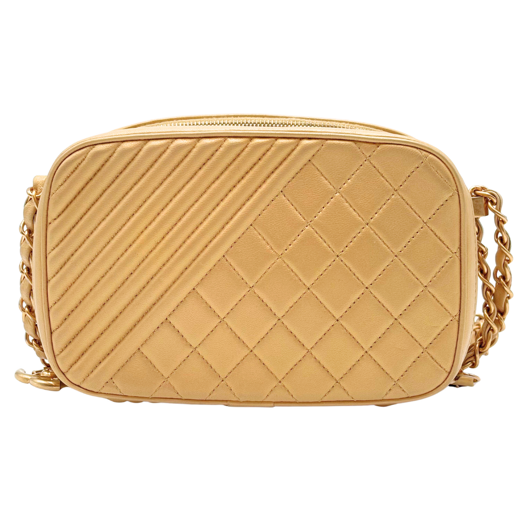 Chanel Gold Quilted Camera Bag