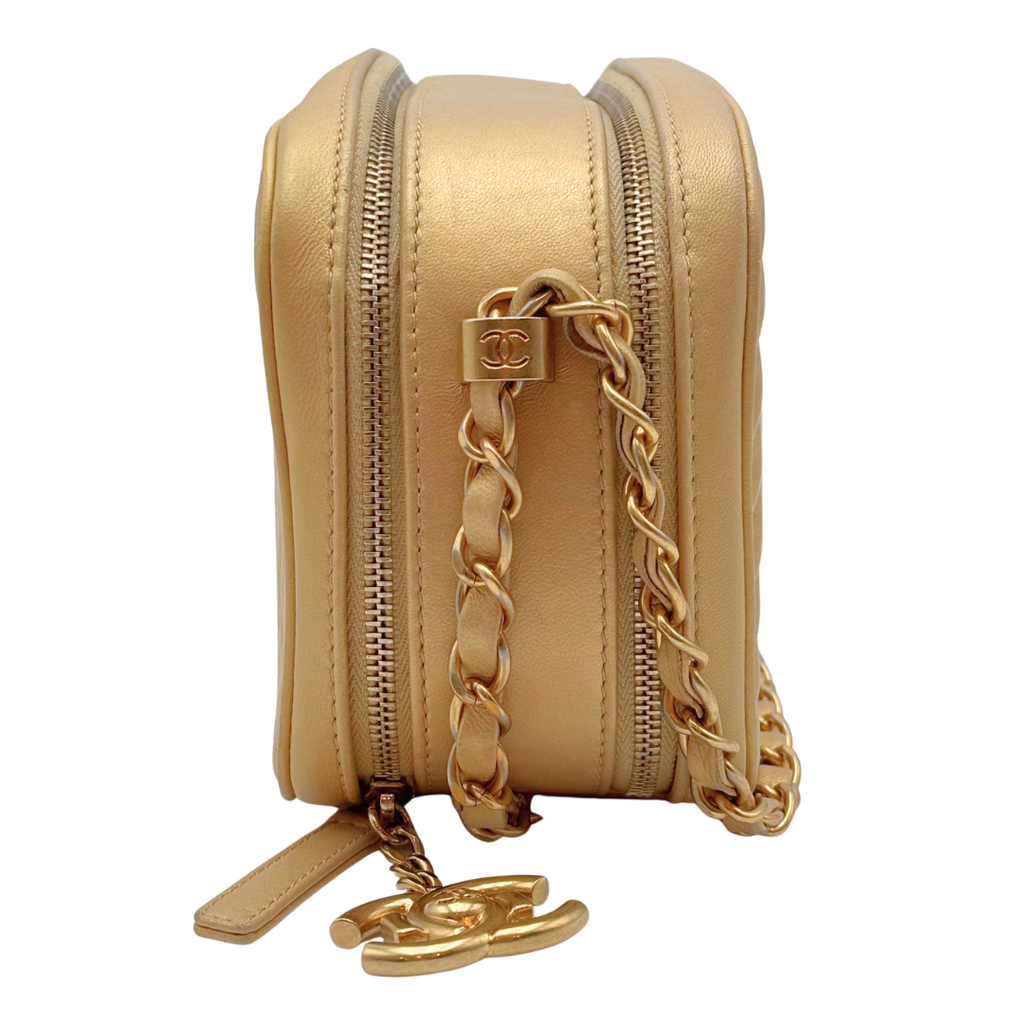 Chanel Gold Quilted Camera Bag