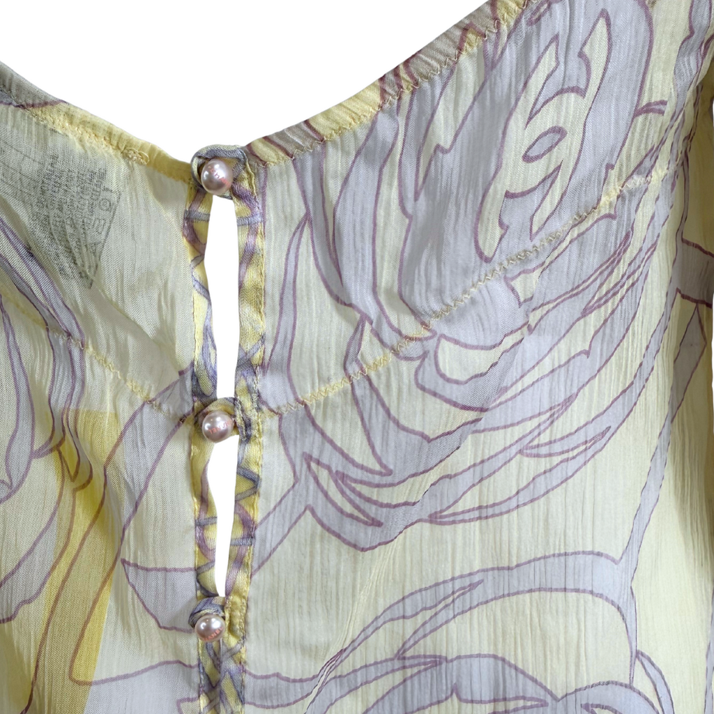 Chanel SPRING 2003 CAMELLIA CC SILK CHIFFON LACE TRIM CAMI, 40