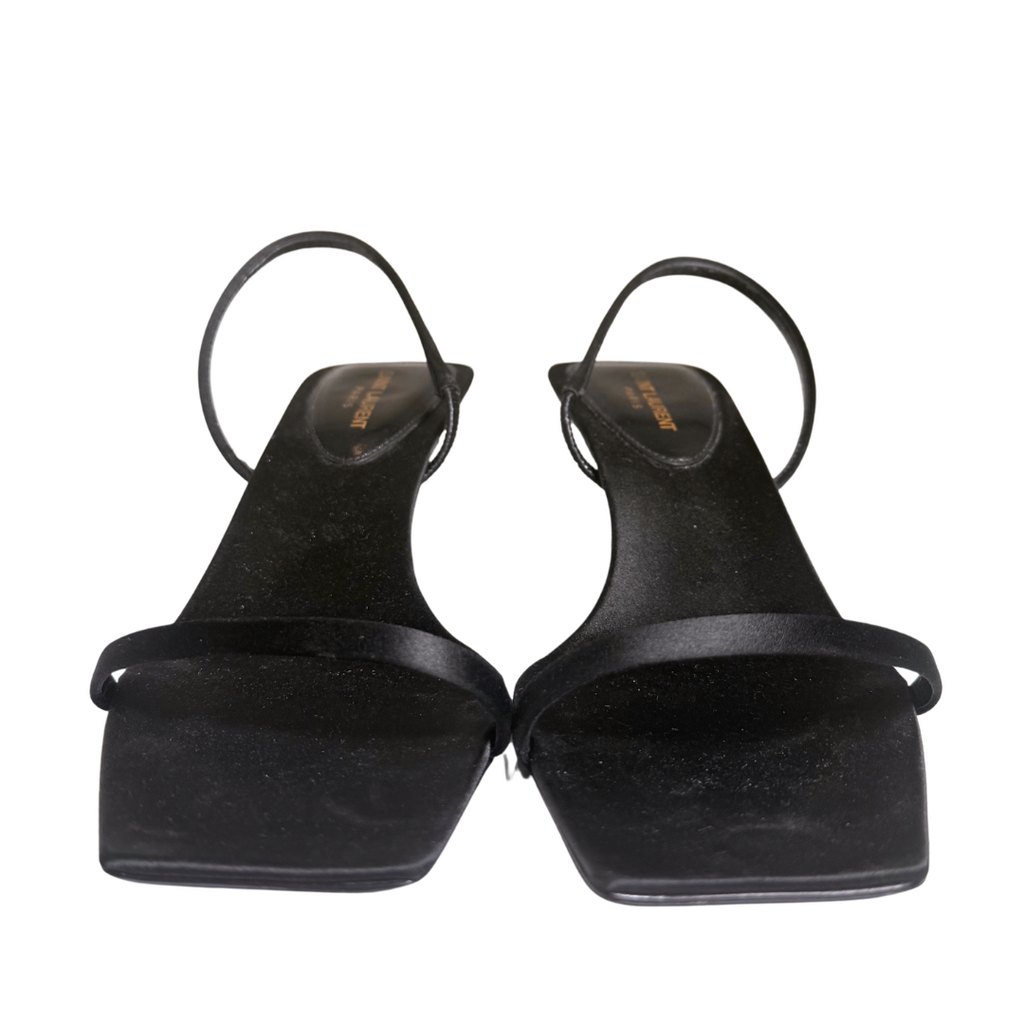 Saint Laurent Black Strappy Kitten Heel Sandal, 37.5