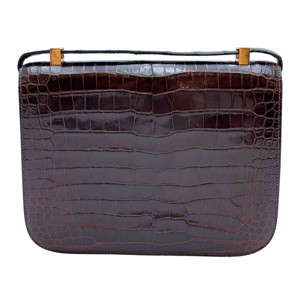 Hermès Constance Brown Croc 23CM Gold HW (1985)