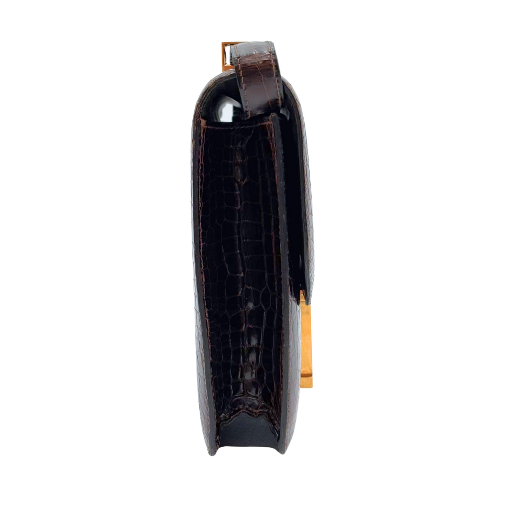 Hermès Constance Brown Croc 23CM Gold HW (1985)