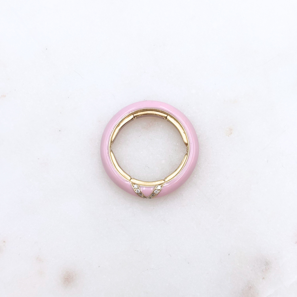 Bei Tesori Pink Enamel X Thin Ring