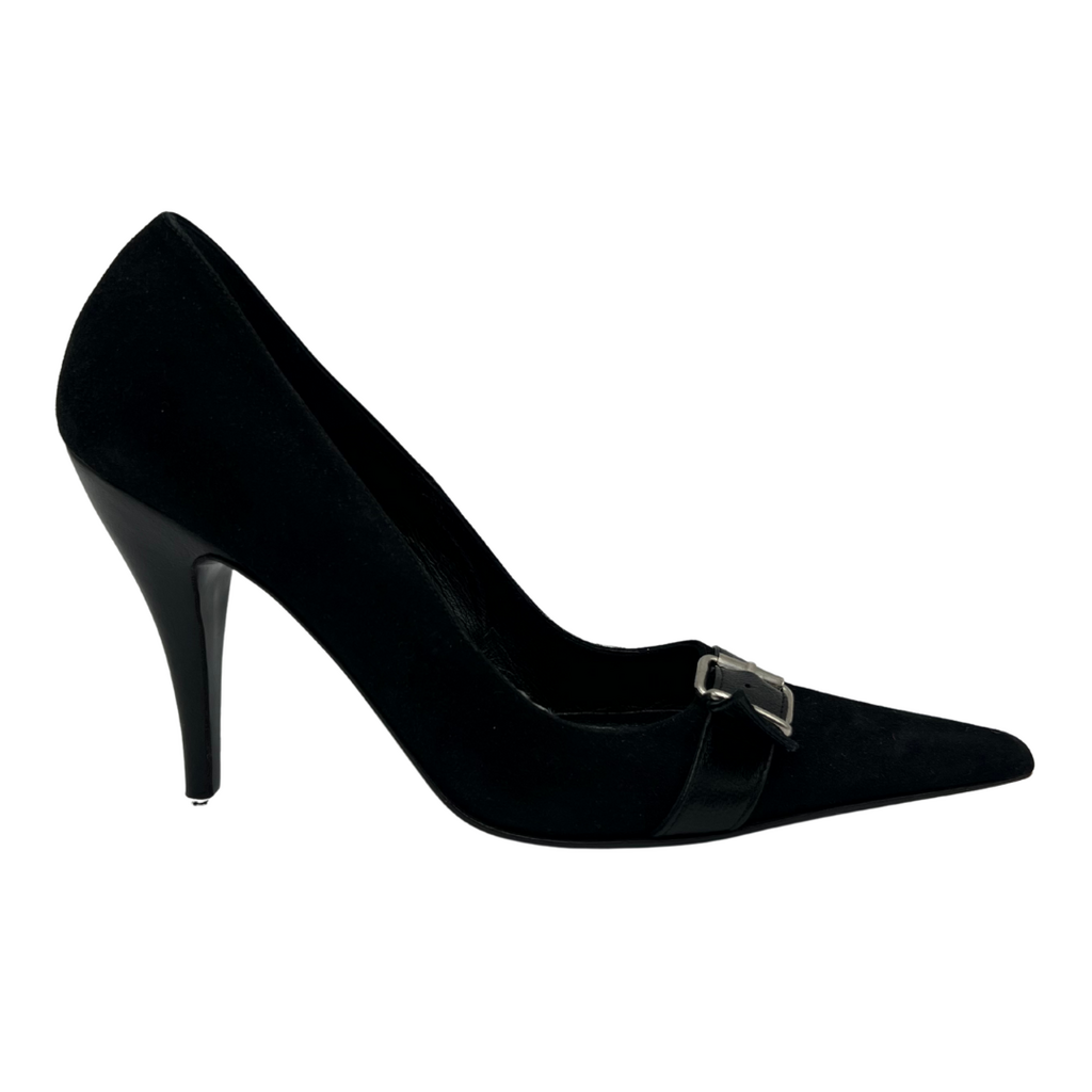 Dolce & Gabbana Black Suede Buckle Pumps, 37.5