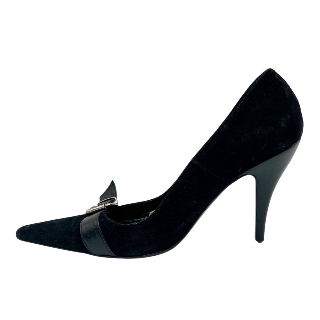 Dolce & Gabbana Black Suede Buckle Pumps, 37.5