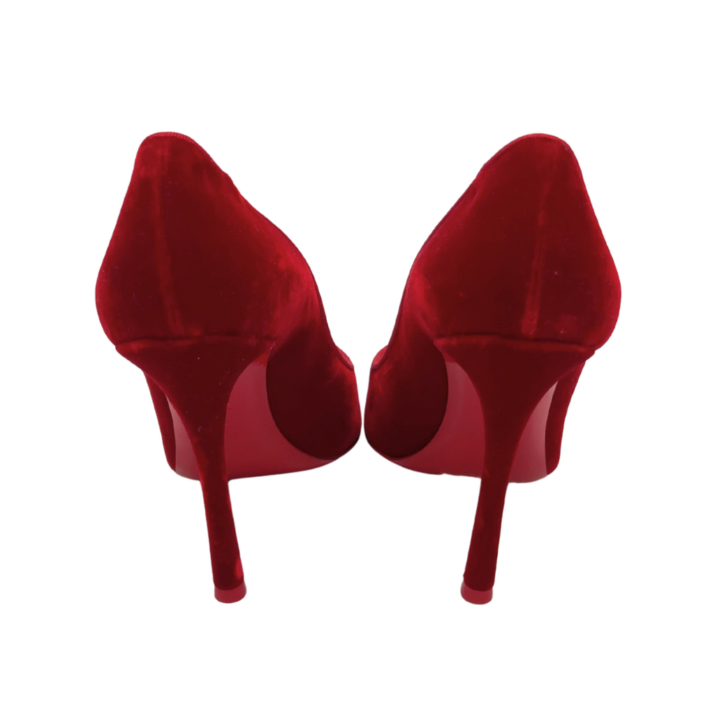 Christian Louboutin Red Velvet Pumps, 37.5