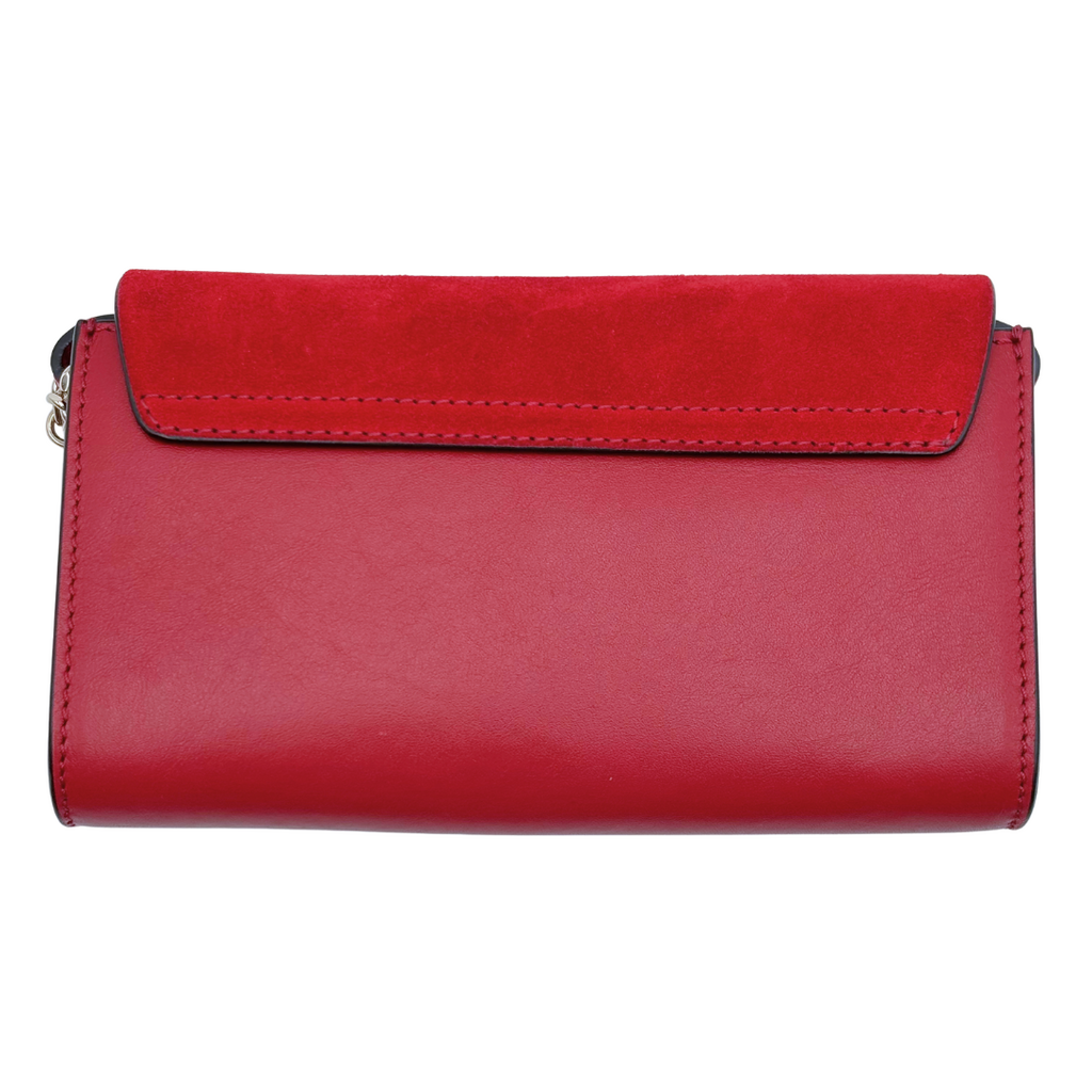 Chloe Red Faye Suede & Leather Crossbody
